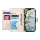 For Samsung Galaxy S23+ 5G Flowers Leaves Zipper Wallet Leather Phone Case with Strap(Khaki) - 3