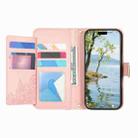 For Samsung Galaxy A16 Flowers Leaves Zipper Wallet Leather Phone Case with Strap(Pink) - 3