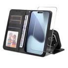 For iPhone 17 Pro Max ENKAY Card Wallet Calf Texture Leather Phone Case with Thickened Glue No White Edge Film(Black) - 1