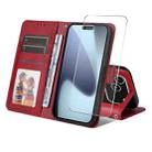 For iPhone 17 Pro ENKAY Card Wallet Calf Texture Leather Phone Case with Thickened Glue No White Edge Film(Red) - 1