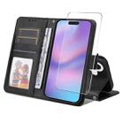 For iPhone 17 ENKAY Card Wallet Calf Texture Leather Phone Case with Thickened Glue No White Edge Film(Black) - 1