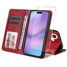 For iPhone 17 ENKAY Card Wallet Calf Texture Leather Phone Case with Thickened Glue No White Edge Film(Red) - 1