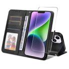 For iPhone 15 Plus ENKAY Card Wallet Calf Texture Leather Phone Case with Thickened Glue No White Edge Film(Black) - 1
