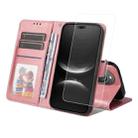 For Huawei nova 14 Ultra ENKAY Card Wallet Calf Texture Leather Phone Case with Full Glue Coverage Soft Hydrogel Film(Pink) - 1