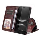 For Huawei nova 14 Ultra ENKAY Card Wallet Calf Texture Leather Phone Case with Full Glue Coverage Soft Hydrogel Film(Brown) - 1