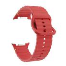 For Samsung Galaxy Watch 8 40mm / 44mm Wavy Grain Stitched Color Buckle Silicone Watch Band(Red) - 3