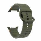 For Samsung Galaxy Watch 8 40mm / 44mm Wavy Grain Stitched Color Buckle Silicone Watch Band(Army Green) - 3