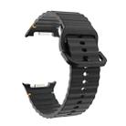 For Samsung Galaxy Watch 8 40mm / 44mm Wavy Grain Stitched Color Buckle Silicone Watch Band(Black) - 3