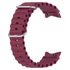 For Samsung Galaxy Watch 7 40 / 44mm Marine Silver Buckle Silicone Watch Band(Wine Red) - 2