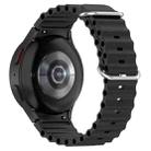 For Samsung Galaxy Watch 7 40 / 44mm Marine Silver Buckle Silicone Watch Band(Black) - 1