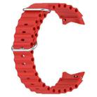 For Samsung Galaxy Watch 7 40 / 44mm Marine Silver Buckle Silicone Watch Band(Red) - 2