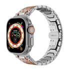 For Apple Watch 46mm / 49mm / 45mm / 44mm Octagonal Stainless Steel  Watch(Silver Inter Orange) - 1
