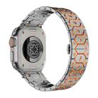 For Apple Watch 46mm / 49mm / 45mm / 44mm Octagonal Stainless Steel  Watch(Silver Inter Orange) - 2