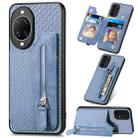 For Huawei nova 14 Carbon Fiber Horizontal Flip Zipper Wallet Phone Case(Blue) - 1