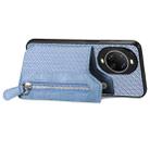 For Huawei nova 14 Carbon Fiber Horizontal Flip Zipper Wallet Phone Case(Blue) - 3