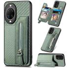 For Huawei nova 14 Carbon Fiber Horizontal Flip Zipper Wallet Phone Case(Green) - 1