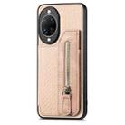 For Huawei nova 14 Carbon Fiber Horizontal Flip Zipper Wallet Phone Case(Khaki) - 2