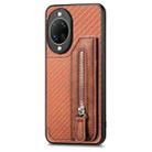 For Huawei nova 14 Carbon Fiber Horizontal Flip Zipper Wallet Phone Case(Brown) - 2
