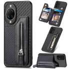 For Huawei nova 14 Pro Carbon Fiber Horizontal Flip Zipper Wallet Phone Case(Black) - 1