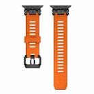 For Apple Watch 46mm / 49mm / 45mm / 44mm H016 Functional Series Twill Texture TPU Watch Band(Black Orange) - 2