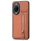 For Huawei nova 14 Carbon Fiber Vertical Flip Zipper Phone Case(Brown) - 2