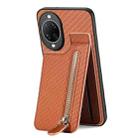 For Huawei nova 14 Carbon Fiber Vertical Flip Zipper Phone Case(Brown) - 3