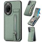 For Huawei nova 14 Pro Carbon Fiber Vertical Flip Zipper Phone Case(Green) - 1