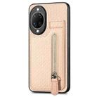 For Huawei nova 14 Pro Carbon Fiber Vertical Flip Zipper Phone Case(Khaki) - 2
