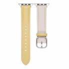 For Apple Watch 46mm / 49mm / 45mm / 44mm Square Buckle Litchi Texture Genuine Leather Watch Band(White Yellow) - 2