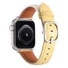 For Apple Watch 46mm / 49mm / 45mm / 44mm Square Buckle Litchi Texture Genuine Leather Watch Band(White Yellow) - 3