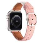 For Apple Watch 46mm / 49mm / 45mm / 44mm Square Buckle Litchi Texture Genuine Leather Watch Band(White Pink) - 3