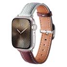 For Apple Watch 46mm / 49mm / 45mm / 44mm Square Buckle Litchi Texture Genuine Leather Watch Band(Misty Blue Burgundy) - 1