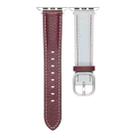 For Apple Watch 46mm / 49mm / 45mm / 44mm Square Buckle Litchi Texture Genuine Leather Watch Band(Misty Blue Burgundy) - 2