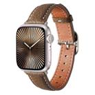 For Apple Watch 46mm / 49mm / 45mm / 44mm Square Buckle Litchi Texture Genuine Leather Watch Band(Brownish) - 1