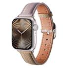 For Apple Watch 42mm / 41mm / 40mm / 38mm Square Buckle Litchi Texture Genuine Leather Watch Band(Misty Purple Khaki) - 1