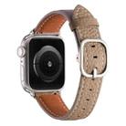 For Apple Watch 42mm / 41mm / 40mm / 38mm Square Buckle Litchi Texture Genuine Leather Watch Band(Misty Purple Khaki) - 3