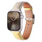 For Apple Watch 42mm / 41mm / 40mm / 38mm Square Buckle Litchi Texture Genuine Leather Watch Band(Trench Gray Yellow) - 1