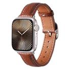 For Apple Watch 42mm / 41mm / 40mm / 38mm Square Buckle Litchi Texture Genuine Leather Watch Band(Brown) - 1