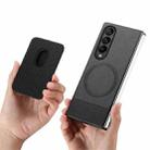 For Samsung Galaxy Z Fold4 5G Twill Fabric Card Bag Ring Magnetic Back Phone Case(Black) - 3