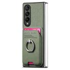 For Samsung Galaxy Z Fold4 5G Twill Fabric Card Bag Ring Magnetic Back Phone Case(Green) - 2