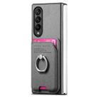 For Samsung Galaxy Z Fold4 5G Twill Fabric Card Bag Ring Magnetic Back Phone Case(Gray) - 2