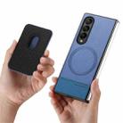 For Samsung Galaxy Z Fold4 5G Twill Fabric Card Bag Ring Magnetic Back Phone Case(Blue) - 3
