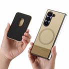 For Samsung Galaxy Z Fold5 5G Twill Fabric Card Bag Ring Magnetic Back Phone Case(Khaki) - 3