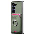 For Samsung Galaxy Z Fold6 5G Twill Fabric Card Bag Ring Magnetic Back Phone Case(Green) - 2