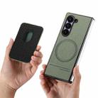 For Samsung Galaxy Z Fold6 5G Twill Fabric Card Bag Ring Magnetic Back Phone Case(Green) - 3