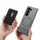 For Samsung Galaxy Z Fold6 5G Twill Fabric Card Bag Ring Magnetic Back Phone Case(Gray) - 3