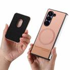For Samsung Galaxy Z Fold6 5G Twill Fabric Card Bag Ring Magnetic Back Phone Case(Pink) - 3