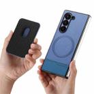 For Samsung Galaxy Z Fold6 5G Twill Fabric Card Bag Ring Magnetic Back Phone Case(Blue) - 3