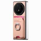 For Honor Magic V3 Twill Fabric Card Bag Ring Magnetic Back Phone Case(Pink) - 2
