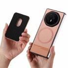 For Honor Magic V3 Twill Fabric Card Bag Ring Magnetic Back Phone Case(Pink) - 3